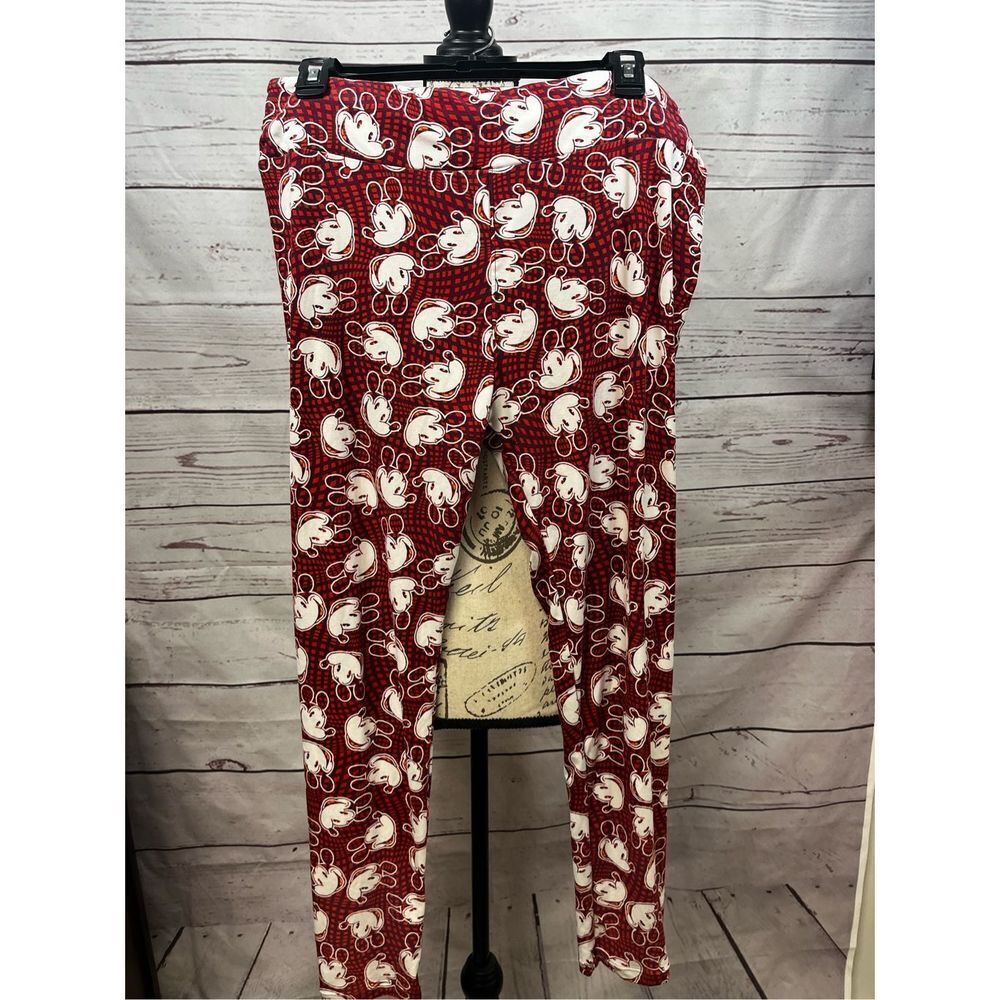 Lularoe Disney Mickey Mouse Leggings Adult OS One Size Red Casual